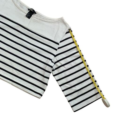 H&M Blue White Striped Crop Wide Sleeve Knit Top Size S Nautical Preppy Beachy - Picture 6 of 9
